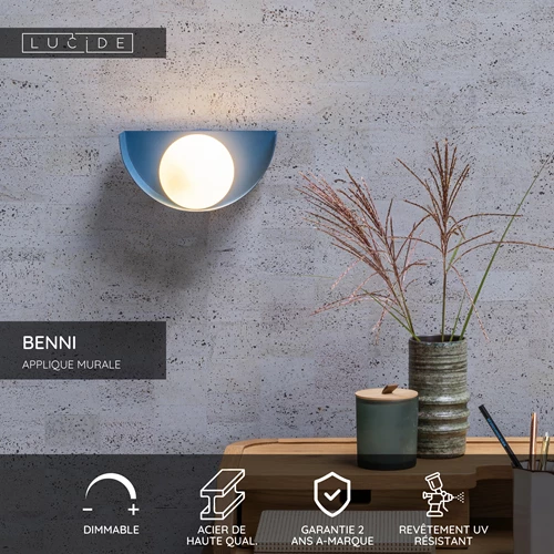 Lucide BENNI - Applique murale - 1xG9 - Bleu - USP